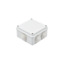 Caja de derivación de PVC Auto-extinguible con 6 entradas, tapa atornillada, 100x100x50 MM, (Medidas internas, mayor área permisible para e cable, Para exterior (IP55)