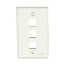 Placa de Pared Vertical, Salida Para 3 Puertos Keystone, Color Blanco Mate