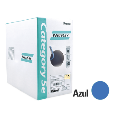 [NUR5C04BU-C] Bobina de Cable UTP de 305 Metros (1000 Pies) de Cobre, NetKey, Azul, Categoría 5e (24 AWG), Riser (CMR), de 4 Pares
