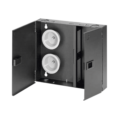 [FWME2] Caja de Conexión de Fibra Óptica, Para Montaje en Pared, Acepta 2 Placas FAP o FMP, Hasta 48 Fibras, Color Negro