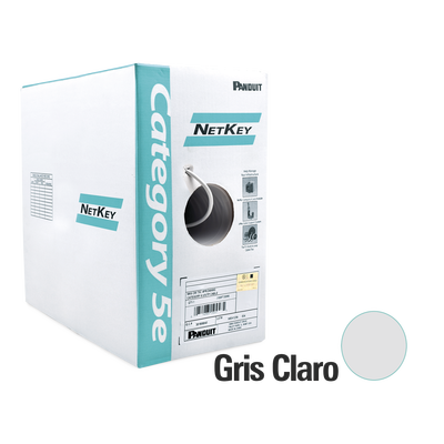 [NUR5C04IG-C] Bobina de Cable UTP 305 Metros (1000 Pies) de Cobre, NetKey, Gris Claro, Categoría 5e (24 AWG), Riser (CMR), de 4 Pares