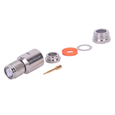[RT-1200-I] Conector TNC Macho de Rosca Izquierda Métrica, Tipo Rosca para RG-8/U, 9913, LMR-400, CNT-400 del Grupo I,  Plata/ Oro/ Teflón.