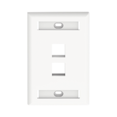 [NK2FWHY] Placa de Pared Vertical, Salida Para 2 Puertos Keystone, Con Espacios Para Etiquetas, Color Blanco
