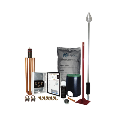 [KIT-MASTER-01] Kit Pararrayo con Punta en Aluminio con Accesorios para Protección de Diámetro de 160 m.