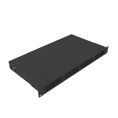 [LP-ODF-8024] Distribuidor de fibra óptica vacio 19in, Acepta 4 placas Acopladoras de Linkedpro, hasta 48 fibras, 1UR, Incluye charola de empalme