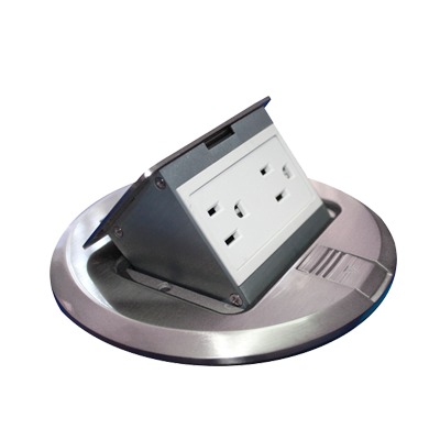 [TH-MCPR-A] Mini Caja de Piso Redonda Acero Inoxidable (2 Contactos) (11000-12201)