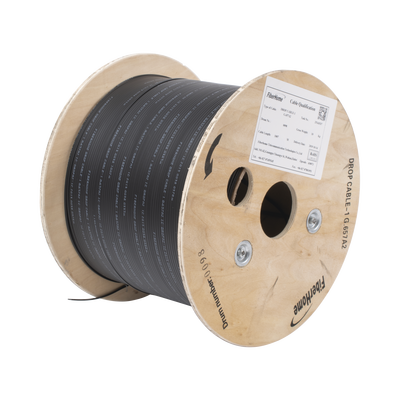 [IC-DROPA2-1C] Carrete de 1 km de Fibra Óptica Drop, Interior/Exterior G.657A2 Monomodo de 1 hilo (unifibra), Dieléctrica, Forro Negro