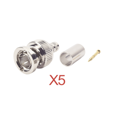 [KIT-RFB-1707-D5] Kit de 5 Conectores BNC Macho RFB-1707-D de Anillo Plegable / RG-59, 75 Ohm.