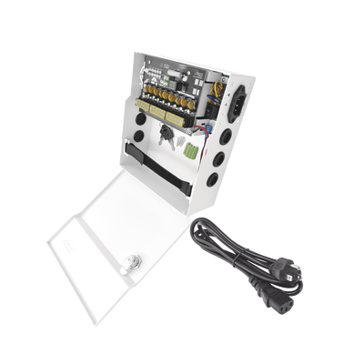 [PLK12DC8ABK] Fuente de Poder con ajuste de voltaje de 11- 15 Vcc / 10 A / 9 Salidas / Capacidad de Batería de Respaldo / Requiere Batería / Voltaje de Entrada 96-264 Vca