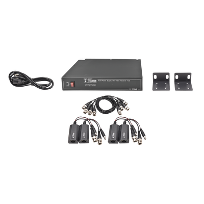 [KIT-TT-4-PV-TURBO] Kit de 4 canales de para transmisión de ALIMENTACION ( de 36 Vcc a 12Vcc )  y VIDEO (HD-TVI) a distancias de hasta 250 mts.