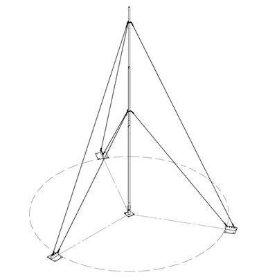 [KIT-SLM-6] Kit con Mástil Telescópico de 6 m con Accesorios de Instalación (No incluye retenida).
