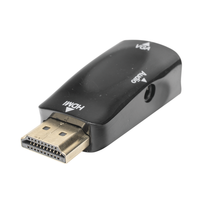 [HDMI-VGA] Adaptador (Convertidor) HDMI a VGA  / HDMI Macho a VGA Hembra / Resolución 1920x1080 @ 60Hz  / Adaptador de Audio de 3.5 mm / Chapado en Níquel