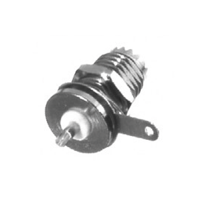 Conector Mini UHF Hembra para Chasis de Montaje Trasero en Tipo D-Plano, Níquel/ Plata/ Teflón
