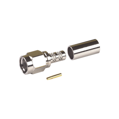 [RP-3000-C] Conector SMA Macho Inverso, de Anillo Plegable para RG-58/U, Niquel /Oro /Teflón.
