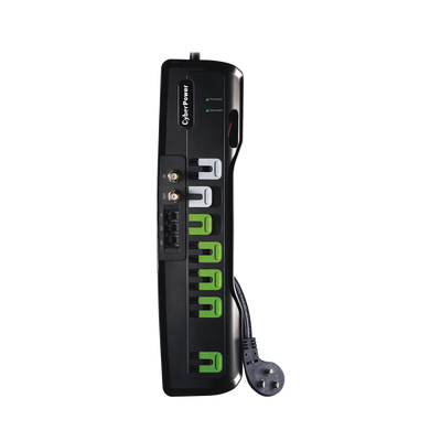 [CSHT706TC] Multicontacto Con Supresor de Picos, Voltaje de Entrada 125 Vca NEMA 5-15P, Con 7 Salidas NEMA 5-15R, 1950 Joules, Protección RJ11 y Coaxial RG6