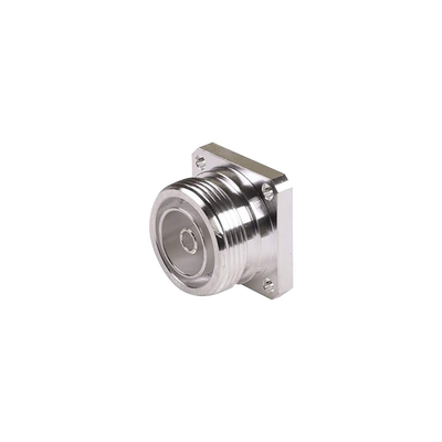 [RFD-1640-2] Conector DIN 7-16 Hembra, Tipo Flange de 4 Hoyos para Panel y Copa Soldable.