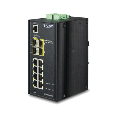 [IGS-12040MT] Switch Industrial Administrable de 8-Puertos 10/100/1000T + 4-Puertos 100/1000X SFP