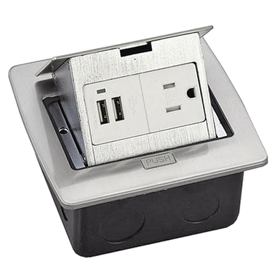 [TH-MCPU] Caja de piso cuadrada con 2 puertos USB y contacto eléctrico (11000-21203)