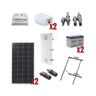 [PL-1224G-2R] Kit Solar de 28 W con PoE Pasivo 24 Vcc para 2 Radios de Ubiquiti airMAX, Cambium ePMP