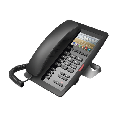 (H5 Color Negro) Teléfono IP Hotelero de gama alta, pantalla LCD de 3.5 pulgadas a color, 6 teclas programables para servicio rápido (Hotline), PoE