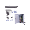 KIT TurboHD 1080p / DVR 16 Canales / 16 Cámaras Eyeball (exterior 2.8 mm) / Transceptores / Conectores / Fuente de Poder Profesional