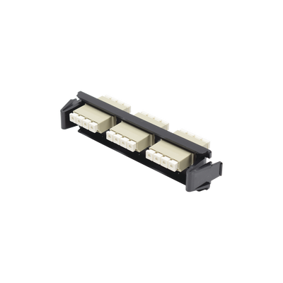 [RIC-F-LC12-01C] Placa Acopladora de Fibra Óptica Quick-Pack, Con 3 Conectores LC Quad (12 Fibras), Para Fibra Multimodo, Beige