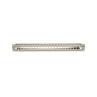 [TM-PNLZ-24] Patch Panel TERA-MAX Blindado de 24 Puertos, Modular, Plano, Compatible con solución TERA o Z-MAX ™, Color Metalico, 1UR