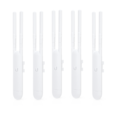 [UAP-AC-M-5] Paquete de 5 Access Point UniFi doble banda para exterior, antenas desmontables 360° , 802.11ac MIMO 2X2, hasta 100 usuarios por equipo. 802.3af, Sin PoE´s
