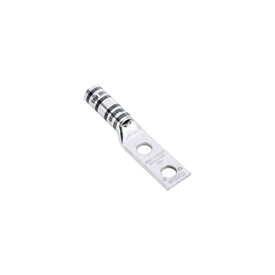 [LCC1/0-14AW-X] Terminal de Compresión de Barril Largo, de Dos Orificios de 1/4, para Cable 1/0 AWG, Espacios Entre Orificios de 0.63in