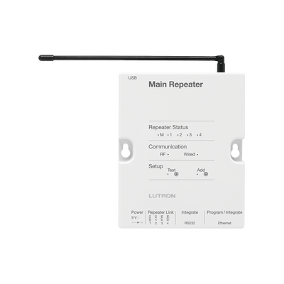 [RRMAINREP] Controlador HUB principal para RadioRa2 LUTRON, soporta 100 dispositivos, 4 repetidores, programacion vía software PC. Alcance total del sistema 2 HUB 8 rep