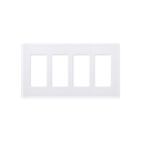 Placa de pared 4 espacios, color blanco, para atenuador (dimmer), switch ó control remoto PICO inalámbrico