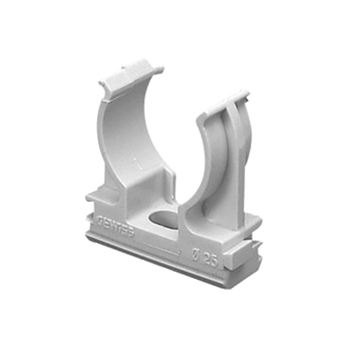 [GW-50-628] Soporte de presión (Abrazadera), PVC Auto-extinguible, abierto para tubería de 40 mm