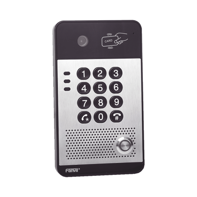 [I30] Vídeo Portero IP con 2 líneas SIP, cámara HD, relevador integrado, teclado numérico y lectora de tarjetas RFID para control de acceso, PoE