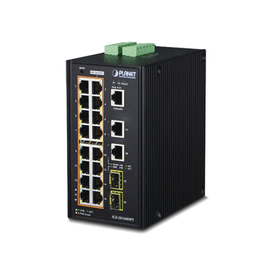 [IGS-20160HPT] Switch Industrial Administrable 16 puertos 10/100/1000 T 802.3at PoE + 2 Puertos 10/100/1000 T + 2 puertos 100/1000 X SFP