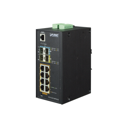 [IGS-5225-8P2S2X] Switch Industrial Administrable 8 puertos 10/100/1000 T 802.3at PoE + 2 Puertos 100/1000X SFP + 2 puertos 10G SFP+
