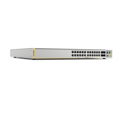 [AT-X510-28GPX-10] Switch PoE+ Stackeable Capa 3, 24 puertos 10/100/1000 Mbps + 4 puertos SFP+ 10 G, 370 W, fuente redundante