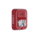 Sirena con Lámpara Estroboscópica a 2 Hilos, Montaje en Pared, Color Rojo, Configuración Estroboscópica Seleccionable y Texto en Español, Nuevo Diseño Moderno y Elegante y Menor Consumo de Corriente