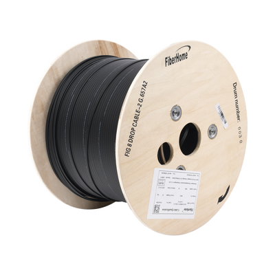 [IC-FIG8A2-2C] Carrete de 1 km de Fibra Óptica Aérea Mini Figura 8 G.657A2 tipo Drop, Monomodo de 2 Hilos (bifibra), Color Negro