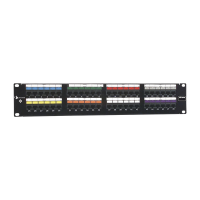 [HD6-48] Patch Panel UTP HD6 de 48 puertos, Precargado con Jacks  Categoría 6, Plano, 2UR