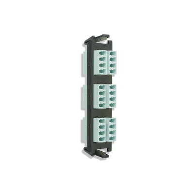 [RIC-F-LCQ24-01C] Placa acopladora de Fibra Óptica Quick-Pack, Con 6 Conectores LC Quad (24 Fibras), Para Fibra Multimodo, Aqua