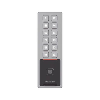 [DS-K1T805MBFWX] Teclado Exterior WiFi Antivandálico IP65 & IK08 / Administrable en la Nube / Alta y Baja de Passwords Remotamente con Horarios / Acceso por PIN, Tarjeta MIFARE, Huella y Tarjeta Virtual Bluetooth