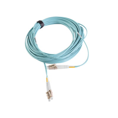 Jumper de Fibra Óptica Multimodo 50/125 XGLO OM3, LC-LC Duplex, OFNR, Color Aqua, 15 Metros (49.21 Pies)