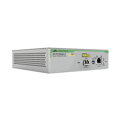 [AT-PC2000LC-90] Convertidor de medios Gigabit Ethernet PoE+ a fibra óptica, conector LC, multimodo (MMF), distancia hasta 550 m