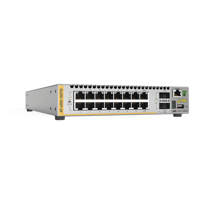 [AT-X550-18XTQ-10] Switch Stackeable Inteligente 10 Gigabit Capa 3, 16 puertos 10 G BaseT + 2 puertos 40 G QSFP