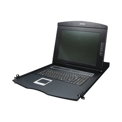 [KVM-210-08M] Switch KVM con Monitor de 17"con Teclado y Trackpad para Rack de 1U de Cuatro Postes, 8 Puertos VGA Para Acceder y Controlar Hasta 8 Computadoras Desde una Sola Consola