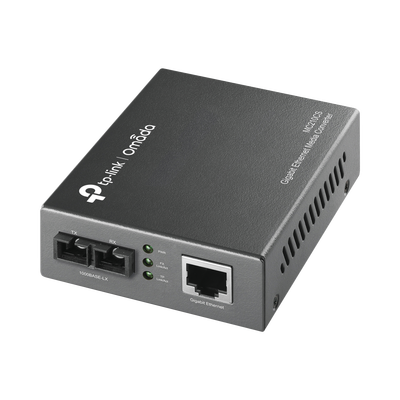 Convertidor Fibra Óptica Monomodo / 1 Puerto RJ45 10/100/1000 Mbps / Puerto Fibra Óptica SC 1000 Mbps / Hasta 20 Km / Plug and Play