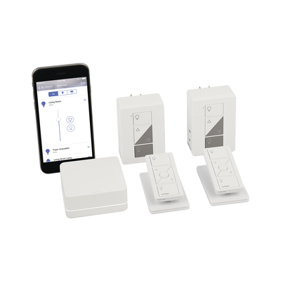 [PBDGPKG2P] (Caseta Wireless) Control de iluminación, Kit Hub Controlador, Atenuadores, Controles Remotos y Bases de Mesa