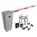 Kit COMPLETO Barrera Derecha XB / Brazo de 5 Metros con Iluminacion LED Rojo-Verde / Incluye Sensor de masa, Transformador, Lazo, Ancla, Fotoceldas 2 Controles Inalámbricos