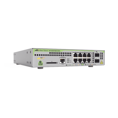 [AT-GS970M/10PS-R-10] Switch PoE+ Administrable CentreCOM GS970M, Capa 3 de 8 Puertos 10/100/1000 Mbps + 2 SFP Gigabit, 124 W