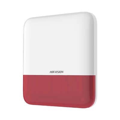 [DS-PS1-E-WB/R] (AX PRO) Sirena Inalámbrica con Estrobo Rojo para Exterior IP65 / 110 dB